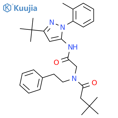 N-(2-{[3-tert-butyl-1-(2-methylphenyl)-1H-pyrazol-5-yl]amino}-2-oxoethyl)-3,3-dimethyl-N-(2-phenylethyl)butanamide structure
