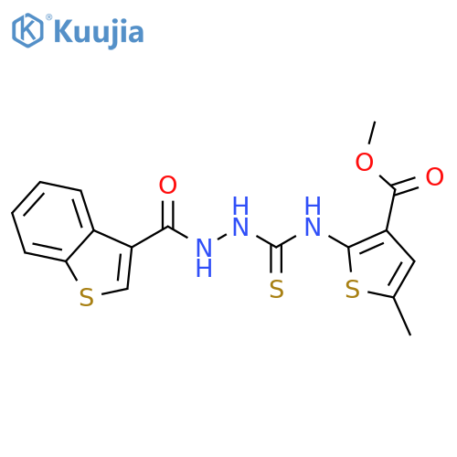 Benzo[b]thiophene-3-carboxylic acid, 2-[[[3-(methoxycarbonyl)-5-methyl-2-thienyl]amino]thioxomethyl]hydrazide (9CI) structure
