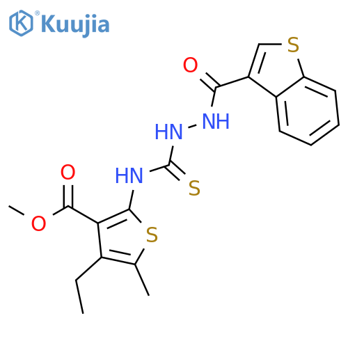Benzo[b]thiophene-3-carboxylic acid, 2-[[[4-ethyl-3-(methoxycarbonyl)-5-methyl-2-thienyl]amino]thioxomethyl]hydrazide (9CI) structure
