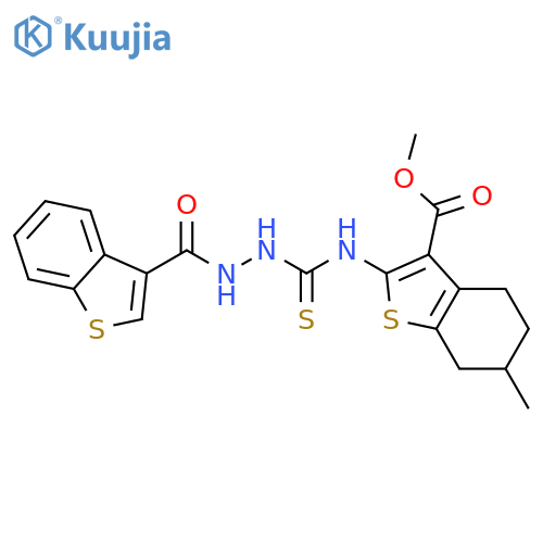 Benzo[b]thiophene-3-carboxylic acid, 2-[[[2-(benzo[b]thien-3-ylcarbonyl)hydrazino]thioxomethyl]amino]-4,5,6,7-tetrahydro-6-methyl-, methyl ester (9CI) structure