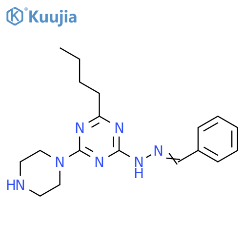Benzaldehyde, [4-butyl-6-(1-piperazinyl)-1,3,5-triazin-2-yl]hydrazone structure
