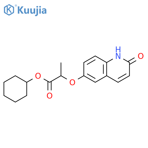 Propanoic acid, 2-[(1,2-dihydro-2-oxo-6-quinolinyl)oxy]-, cyclohexylester structure