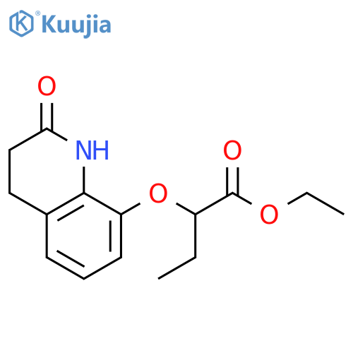 Butanoic acid, 2-[(1,2,3,4-tetrahydro-2-oxo-8-quinolinyl)oxy]-, ethyl ester structure