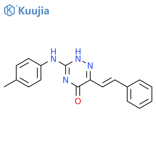 1,2,4-Triazin-5(2H)-one, 3-[(4-methylphenyl)amino]-6-(2-phenylethenyl)- structure