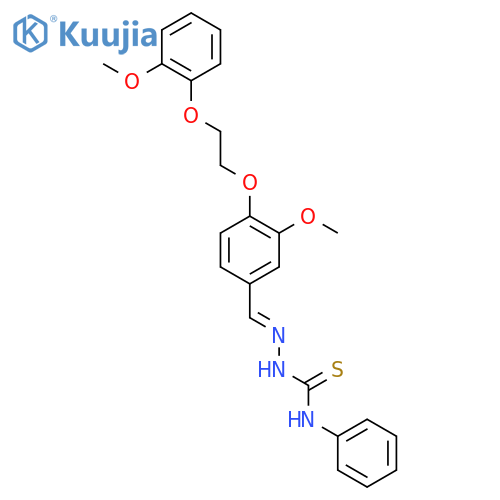 2-{3-methoxy-4-[2-(2-methoxyphenoxy)ethoxy]benzylidene}-N-phenylhydrazinecarbothioamide structure
