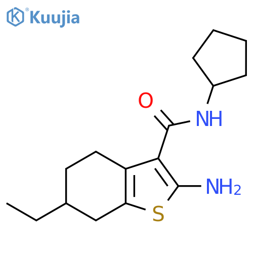 2-Amino-N-cyclopentyl-6-ethyl-4,5,6,7-tetrahydro-1-benzothiophene-3-carboxamide structure