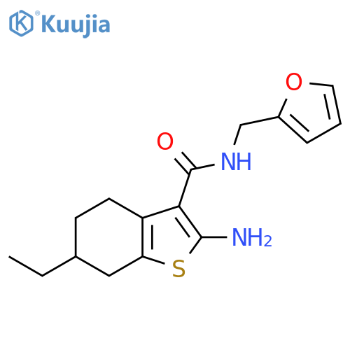 2-Amino-6-ethyl-N-(2-furylmethyl)-4,5,6,7-tetrahydro-1-benzothiophene-3-carboxamide structure
