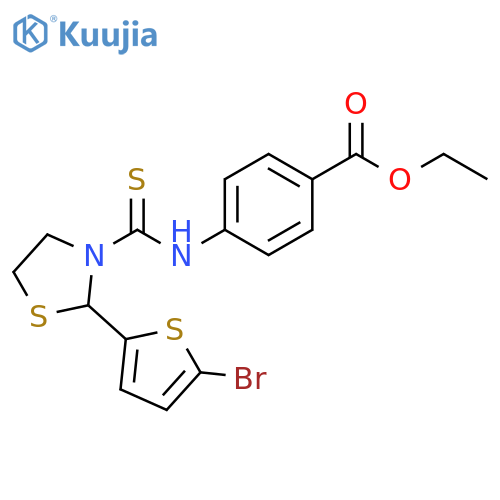 Benzoic acid, 4-[[[2-(5-bromo-2-thienyl)-3-thiazolidinyl]thioxomethyl]amino]-, ethyl ester (9CI) structure