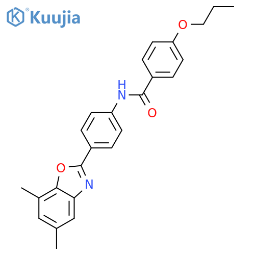 N-[4-(5,7-dimethyl-1,3-benzoxazol-2-yl)phenyl]-4-propoxybenzamide structure