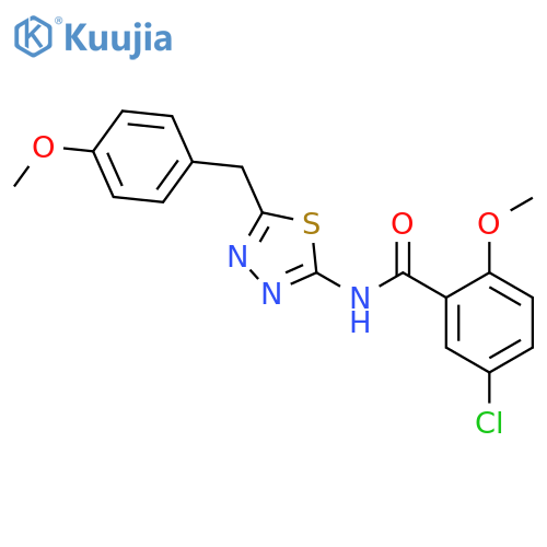 5-chloro-2-methoxy-N-[5-(4-methoxybenzyl)-1,3,4-thiadiazol-2-yl]benzamide structure