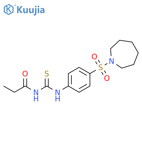 1-4-(azepane-1-sulfonyl)phenyl-3-propanoylthiourea structure