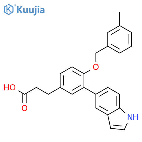 Benzenepropanoic acid, 3-(1H-indol-5-yl)-4-[(3-methylphenyl)methoxy]- structure