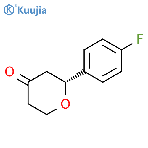 4H-PYRAN-4-ONE, 2-(4-FLUOROPHENYL)TETRAHYDRO-, (2R)- structure