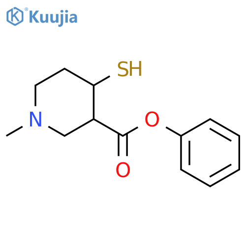 3-Piperidinecarboxylic acid, 4-mercapto-1-methyl-, phenyl ester structure