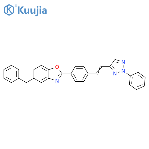 Benzoxazole,5-(phenylmethyl)-2-[4-[2-(2-phenyl-2H-1,2,3-triazol-4-yl)ethenyl]phenyl]- structure