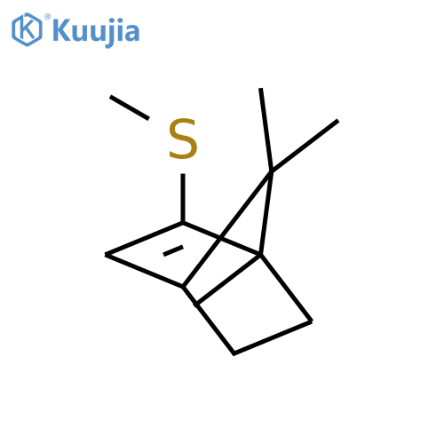 Bicyclo[2.2.1]hept-2-ene, 1,7,7-trimethyl-2-(methylthio)-, (1R)- structure