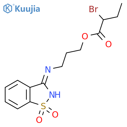 3-(1,1-Dioxido-1,2-benzisothiazol-3-yl)amino-propyl 2-bromobutanoate structure