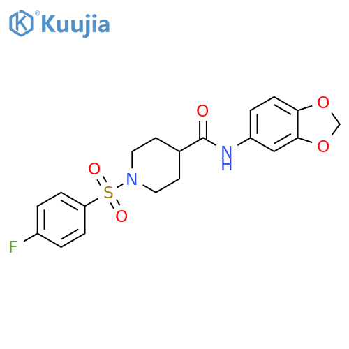 N-(2H-1,3-benzodioxol-5-yl)-1-(4-fluorobenzenesulfonyl)piperidine-4-carboxamide structure