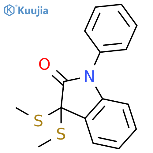 2H-Indol-2-one, 1,3-dihydro-3,3-bis(methylthio)-1-phenyl- structure