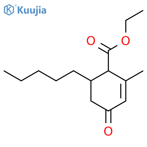 2-Cyclohexene-1-carboxylicacid, 2-methyl-4-oxo-6-pentyl-, ethyl ester structure
