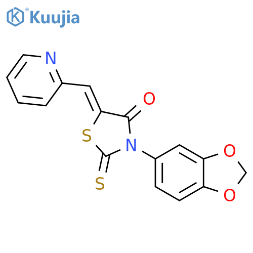 (5Z)-3-(2H-1,3-benzodioxol-5-yl)-5-[(pyridin-2-yl)methylidene]-2-sulfanylidene-1,3-thiazolidin-4-one structure