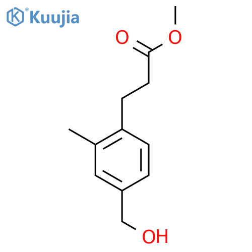 BENZENEPROPANOIC ACID, 4-(HYDROXYMETHYL)-2-METHYL-, METHYL ESTER structure
