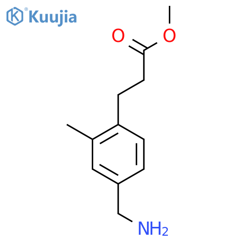 Benzenepropanoic acid, 4-(aminomethyl)-2-methyl-, methyl ester structure