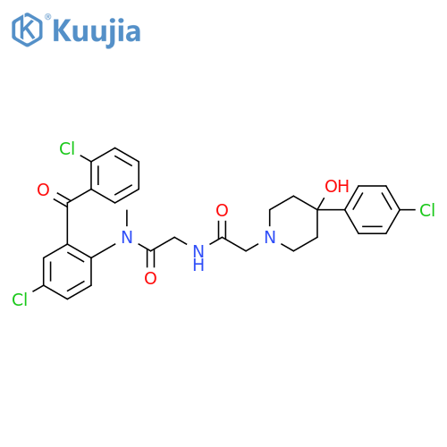 N-{4-chloro-2-[(2-chlorophenyl)carbonyl]phenyl}-N~2~-{[4-(4-chlorophenyl)-4-hydroxypiperidin-1-yl]acetyl}-N-methylglycinamide structure