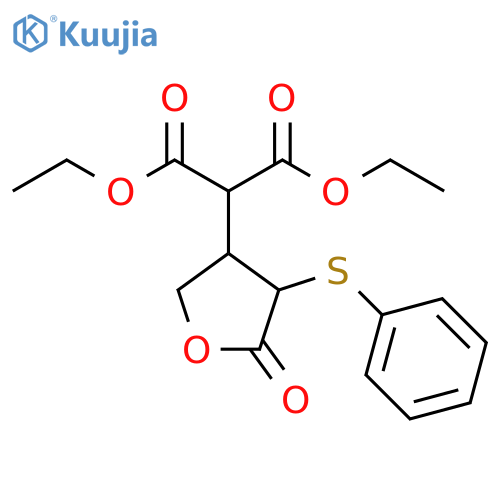 Propanedioic acid, [tetrahydro-5-oxo-4-(phenylthio)-3-furanyl]-, diethylester structure