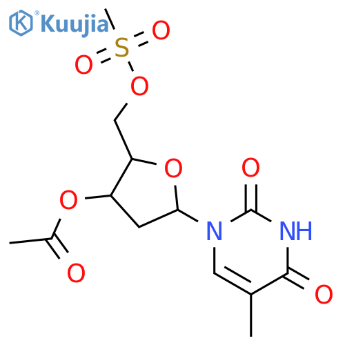 [5-(5-methyl-2,4-dioxopyrimidin-1-yl)-2-(methylsulfonyloxymethyl)oxolan-3-yl] Acetate structure