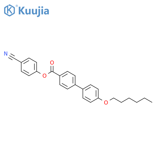 [1,1'-Biphenyl]-4-carboxylic acid, 4'-(hexyloxy)-, 4-cyanophenyl ester structure