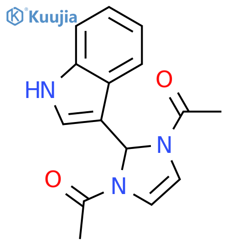 1-[3-acetyl-2-(1h-indol-3-yl)-2h-imidazol-1-yl]ethanone structure