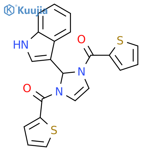 1H-Imidazole, 2,3-dihydro-2-(1H-indol-3-yl)-1,3-bis(2-thienylcarbonyl)- structure
