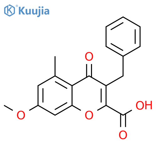 4H-1-Benzopyran-2-carboxylic acid,7-methoxy-5-methyl-4-oxo-3-(phenylmethyl)- structure