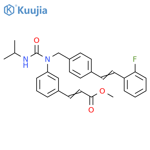 2-Propenoic acid,3-[3-[[[4-[2-(2-fluorophenyl)ethenyl]phenyl]methyl][[(1-methylethyl)amino]carbonyl]amino]phenyl]-, methyl ester structure