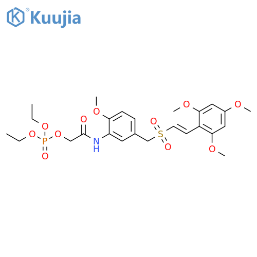 Phosphoric acid, diethyl2-[[2-methoxy-5-[[[(1E)-2-(2,4,6-trimethoxyphenyl)ethenyl]sulfonyl]methyl]phenyl]amino]-2-oxoethyl ester structure