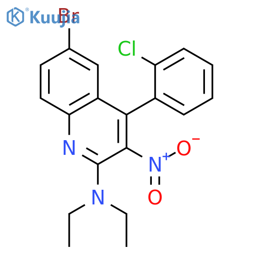 2-QUINOLINAMINE, 6-BROMO-4-(2-CHLOROPHENYL)-N,N-DIETHYL-3-NITRO- structure