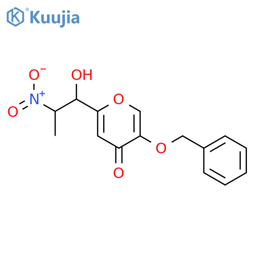 4H-Pyran-4-one, 2-(1-hydroxy-2-nitropropyl)-5-(phenylmethoxy)- structure
