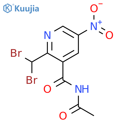 3-Pyridinecarboxamide, N-acetyl-2-(dibromomethyl)-5-nitro- structure