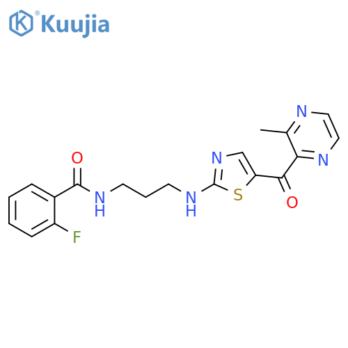 Benzamide,2-fluoro-N-[3-[[5-[(3-methylpyrazinyl)carbonyl]-2-thiazolyl]amino]propyl]- structure