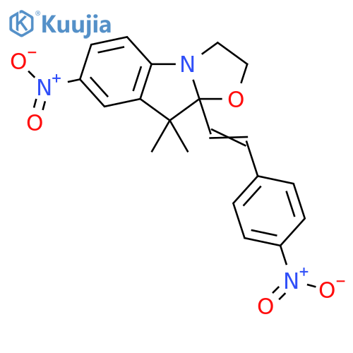 Oxazolo[3,2-a]indole, 2,3,9,9a-tetrahydro-9,9-dimethyl-7-nitro-9a-[2-(4-nitrophenyl)ethenyl]- structure