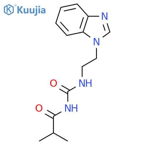 N-{[2-(1H-benzimidazol-1-yl)ethyl]carbamoyl}-2-methylpropanamide structure