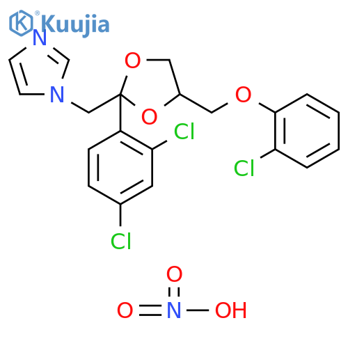 1H-Imidazole, 1-[[4-[(2-chlorophenoxy)methyl]-2-(2,4-dichlorophenyl)-1,3-dioxolan-2-yl]methyl]-, nitrate (1:1) structure