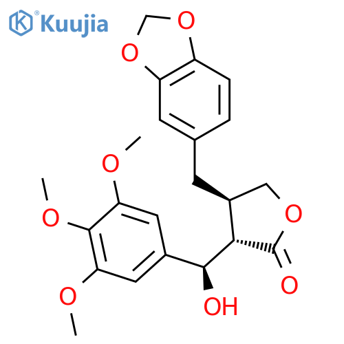 2(3H)-Furanone,4-(1,3-benzodioxol-5-ylmethyl)dihydro-3-[(R)-hydroxy(3,4,5-trimethoxyphenyl)methyl]-,(3R,4S)-rel- structure
