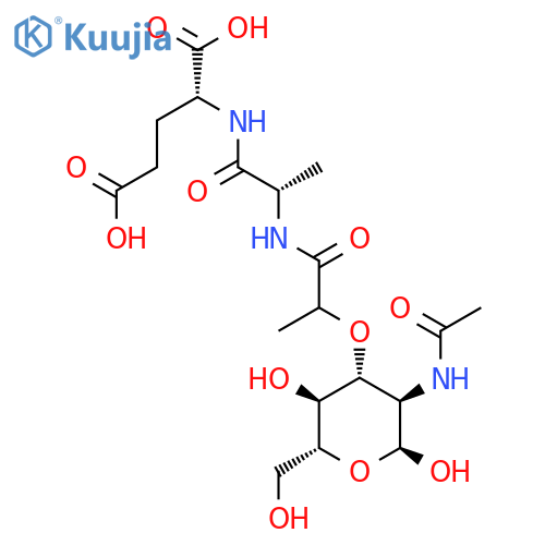 (2R)-2-({(2S)-2-[(2-{[(2S,3R,4R,5S,6R)-3-(acetylamino)-2,5-dihydroxy-6-(hydroxymethyl)tetrahydro-2H-pyran-4-yl]oxy}propanoyl)amino]propanoyl}amino)pentanedioic acid (non-preferred name) structure