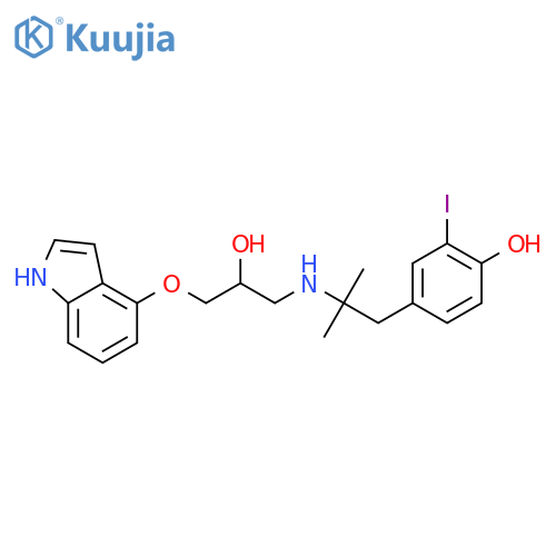Phenol,4-[2-[[2-hydroxy-3-(1H-indol-4-yloxy)propyl]amino]-2-methylpropyl]iodo- structure