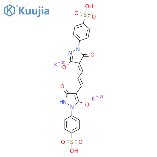 Dipotassium;(4E)-4-[(E)-3-[3-oxido-5-oxo-2-(4-sulfophenyl)-1H-pyrazol-4-yl]prop-2-enylidene]-5-oxo-1-(4-sulfophenyl)pyrazol-3-olate structure