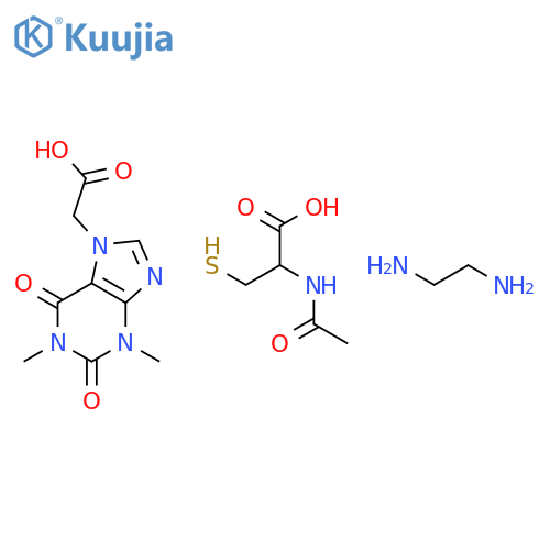 (2r)-2-acetamido-3-sulfanylpropanoic Acid;2-(1,3-dimethyl-2,6-dioxopurin-7-yl)acetic Acid;ethane-1,2-diamine structure