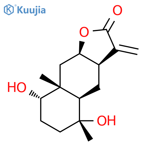 Naphtho[2,3-b]furan-2(3H)-one,decahydro-5,8-dihydroxy-5,8a-dimethyl-3-methylene-, (3aR,4aR,5R,8S,8aR,9aR)- structure