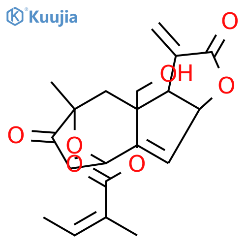 (3aR,4R,6R,10Z,11aR)-10-(hydroxymethyl)-6-methyl-3-methylidene-2,7-dioxo-2,3,3a,4,5,6,7,11a-octahydro-6,9-epoxycyclodeca[b]furan-4-yl (2Z)-2-methylbut-2-enoate structure